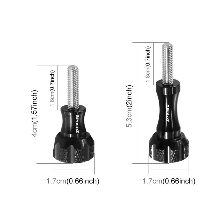 PULUZ CNC Aluminum Thumb Knob Stainless Bolt Nut Screw Set for GoPro, Insta360, DJI and Other Action Cameras, 2 Black Screws (Aluminum), 2 Gold Screws (Aluminum), 2 Blue Screws (Aluminum), 2 Red Screws (Aluminum)