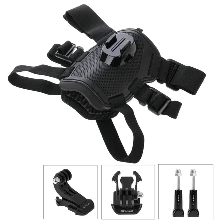 PULUZ Hound Dog Fetch Harness Adjustable Chest Strap Mount for GoPro, Insta360, DJI and Other Action Cameras, Dog Chest Strap