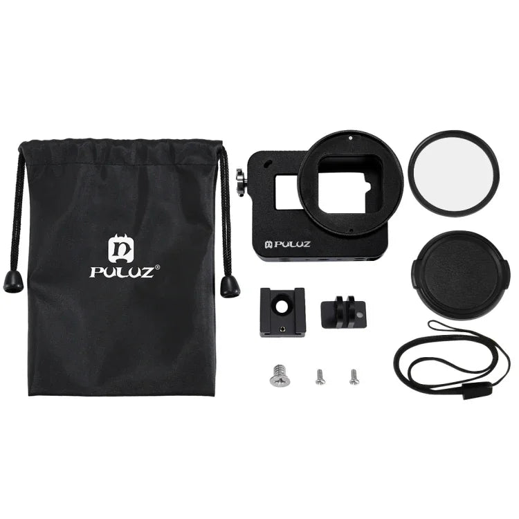 PULUZ Housing Shell CNC Aluminum Alloy Protective Cage with Insurance Frame & 52mm UV Lens for GoPro HERO(2018) /7 Black /6 /5, For HERO6 /5 Pull Frame, For HERO5 Pull Frame