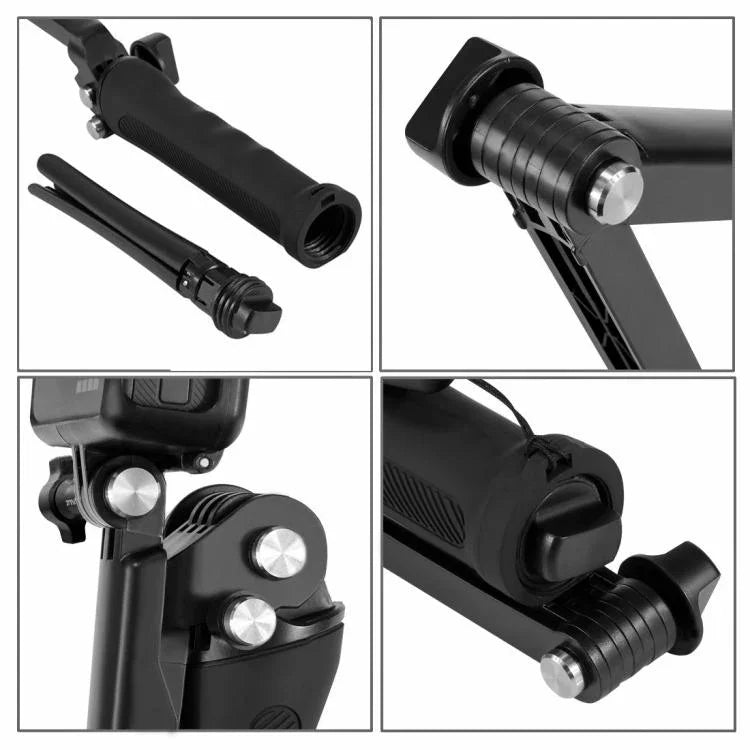 PULUZ 3-Way Grip Foldable Tripod Selfie-stick Extension Monopod for DJI, Insta360, GoPro and Other Action Cameras, Length: 20-58cm, Length: 20-58cm