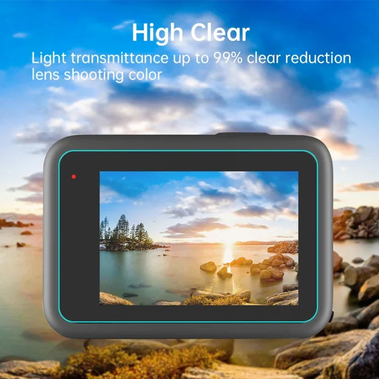 PULUZ for GoPro HERO12 Black /11 Black /10 Black /9 Black Lens + LCD Display 9H 2.5D Tempered Glass Film, For GoPro HERO9 Black