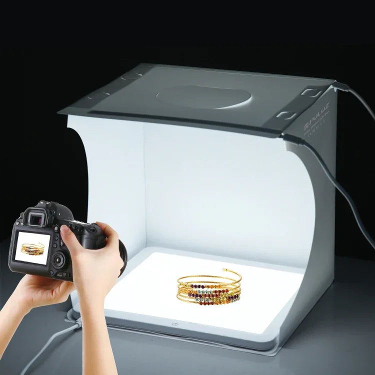PULUZ Mini LED Photography Shadowless Light Lamp Panel Pad + Studio Shooting Tent Box, Acrylic Material, 20cm x 20cm Effective Area, 20cm(2 LED) + Shadowless Light