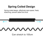 PULUZ 3.5mm TRRS Male to 8 Pin Male Live Microphone Audio Adapter Spring Coiled Cable for iPhone, Cable Stretching to 100cm, 3.5mm Male to 8 Pin
