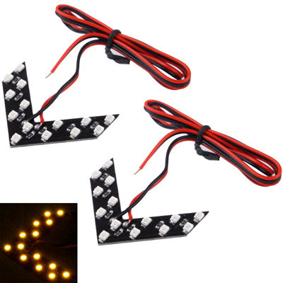 14 LED 3528 SMD Arrows Light for Car Side Mirror Turn Signal, Pairs, Universal Yellow, Universal Red, 2 PCS, Universal Pink Light, Universal Blue