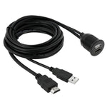 USB 2.0 & HDMI (Type-A) Male to Female Extension Cable, Length: 2m, USB 2.0 & HDMI (Type-A) Male to Female