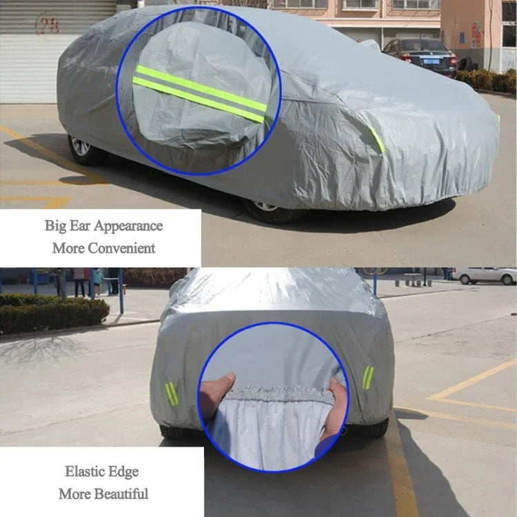 PEVA Anti-Dust Waterproof Sunproof Sedan Car Cover with Warning Strips, Fits Cars up to 4.1m(160 inch) in Length, 160inch (S)