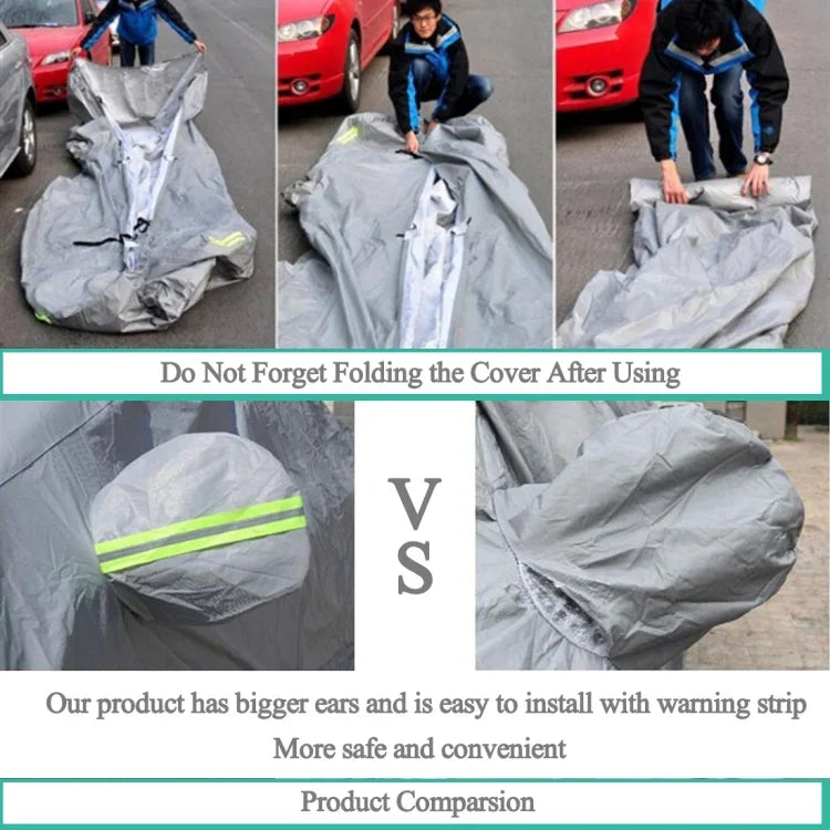 PEVA Anti-Dust Waterproof Sunproof Hatchback Car Cover with Warning Strips, Fits Cars up to 4.5m(177 inch) in Length, 177inch (XL)