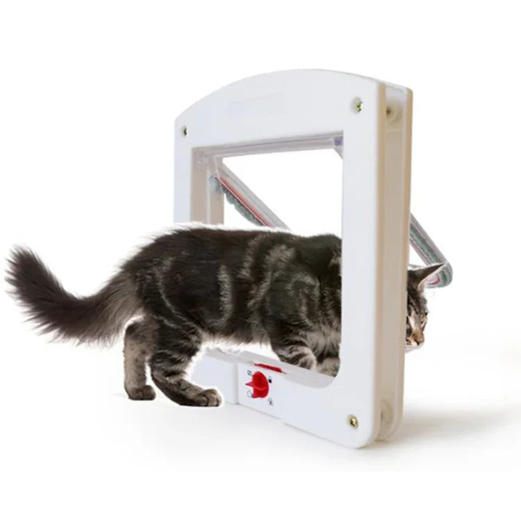 Cat / Small-scale Dog Friendly Transparent Flap, Universal 4 Way Locking, White