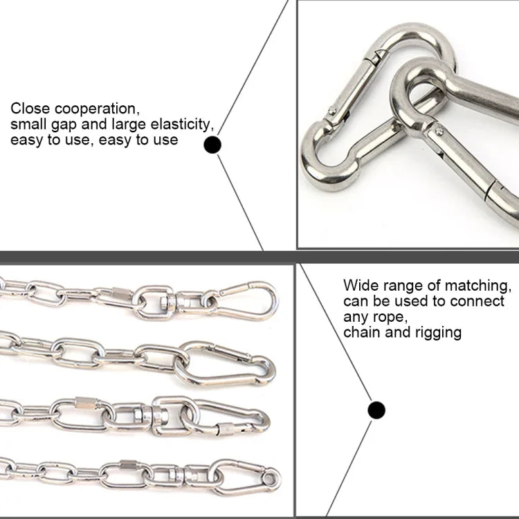 M7 Stainless Steel Carabiner Spring Hook Multi-tool Mountaineering Buckle Lock Camping Hook Rope, Inner Diameter: 6.84mm, M7
