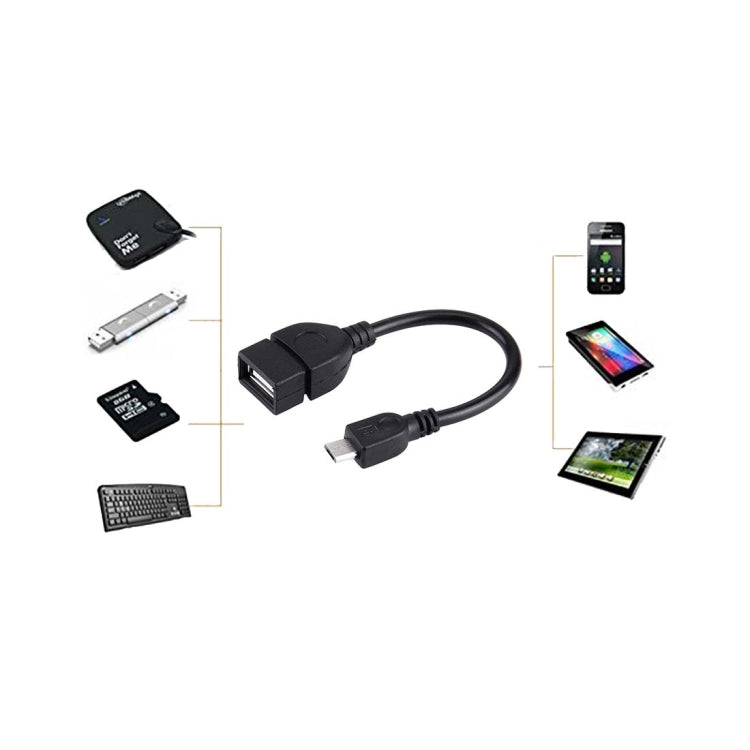 10cm USB A Female to Micro USB 5 Pin Male Adapter with OTG