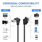 90 Degree USB 3.0 to Micro 3.0 Data Cable for Galaxy Note III / N9000, Length: 26cm