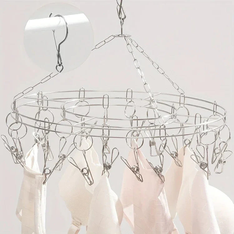 Round Stainless Steel Clothes Clip Hanger with 20 Clips, 20 Clips Hanger