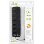 7 Ports USB 3.0 Hub with Individual Switches for each Data Transfer Ports, 7 Ports (Black)