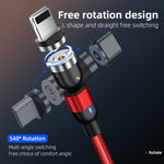 1m 2A Output USB to USB-C / Type-C Nylon Braided Rotate Magnetic Charging Cable, 1m Type-C