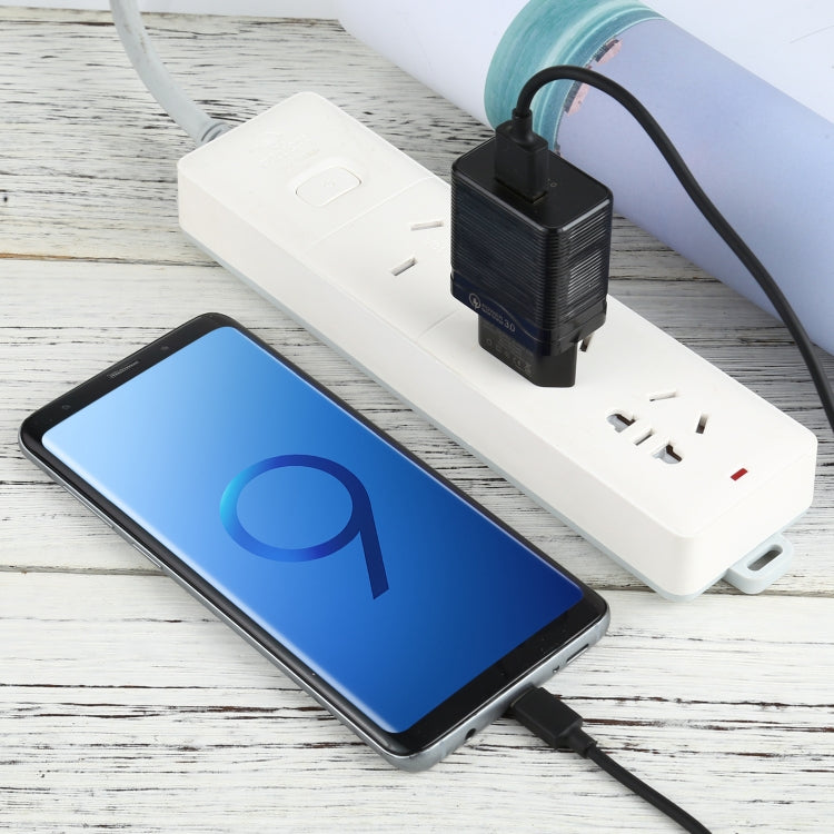 LZ-728 2 in 1 18W QC 3.0 USB Interface Travel Charger + USB to USB-C / Type-C Data Cable Set, EU Plug, Cable Length: 1m, with USB-C / Type-C Cable