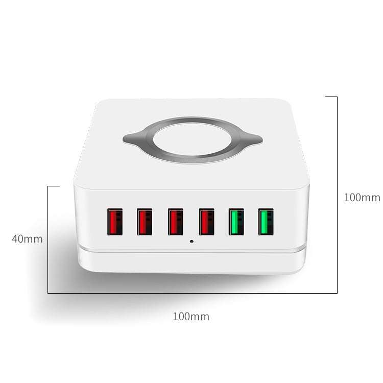 E6 7 In 1 Multi-function Wireless Charging Station USB Smart Socket Holder Stand