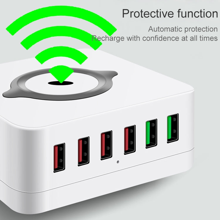 E6 7 In 1 Multi-function Wireless Charging Station USB Smart Socket Holder Stand