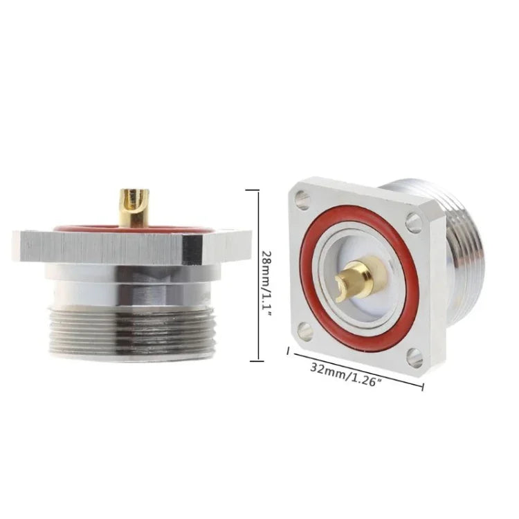 L29 7/16 Din Female Jack Center Connector with 4 Holes Flange Deck Solder Cup RF Coaxial Adapter