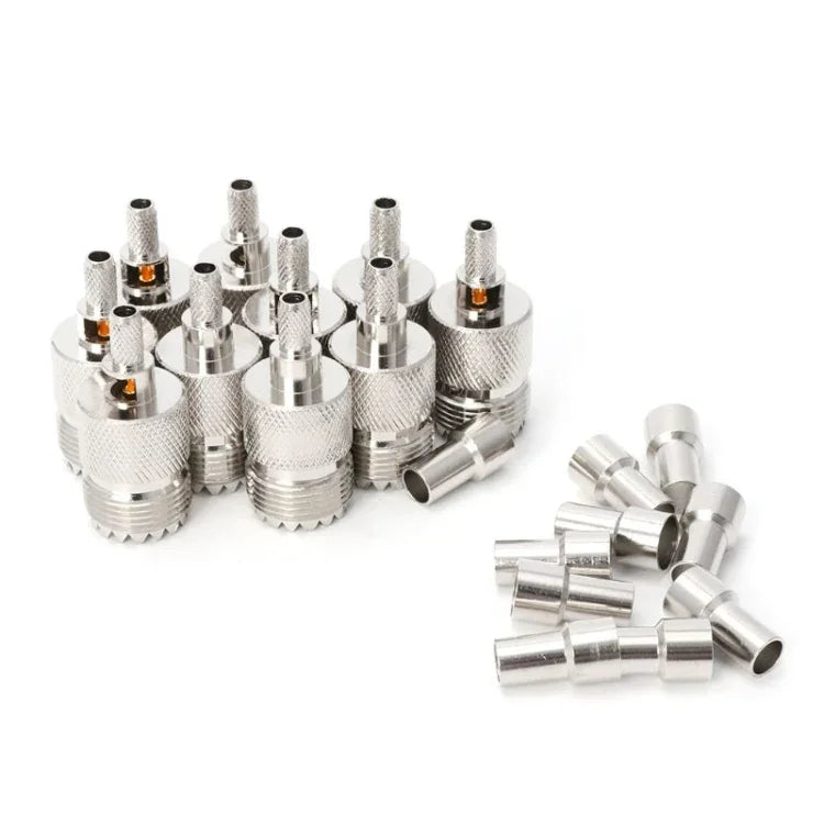 10 Sets UHF Female Jack Crimped RF Connector Coaxial Adapter for 5mm RG58 RG142 / 3D-FB Cable