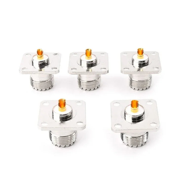 5 PCS UHF SO239 Female Flange Panel Chassis Cover Mount Adapter