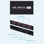 2x4 USB Switch 2 Port PCs Sharing 4 Devices for Printer Keyboard Mouse Monitor, 2x4 USB Switc