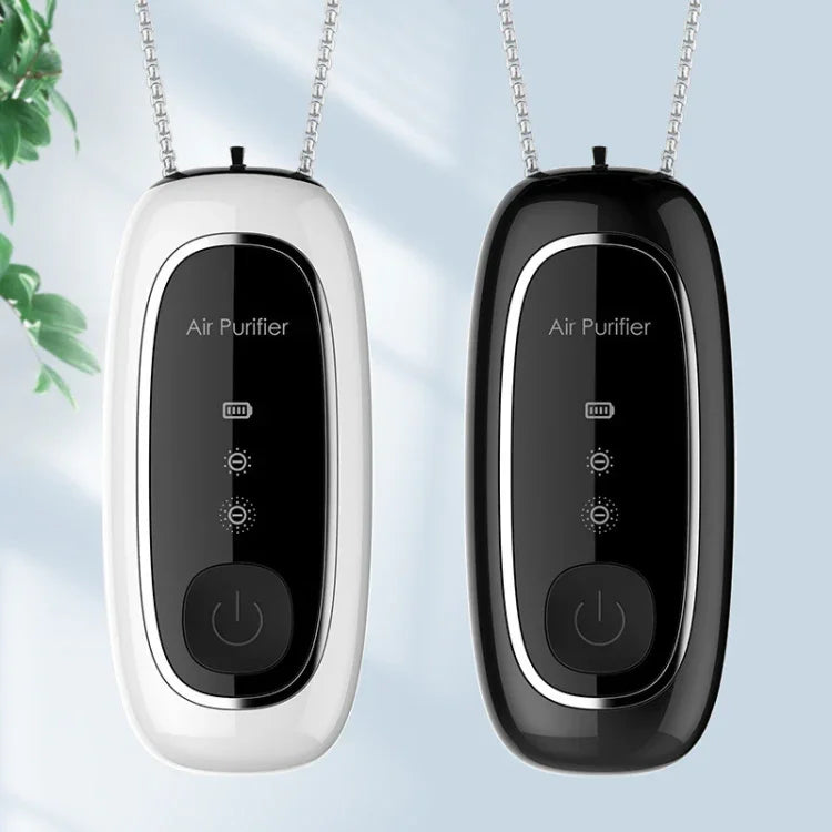 KY100A Portable Negative Ion Air Purifier Neck Hanging Air Purifier, Rectangle White, Rectangle Black