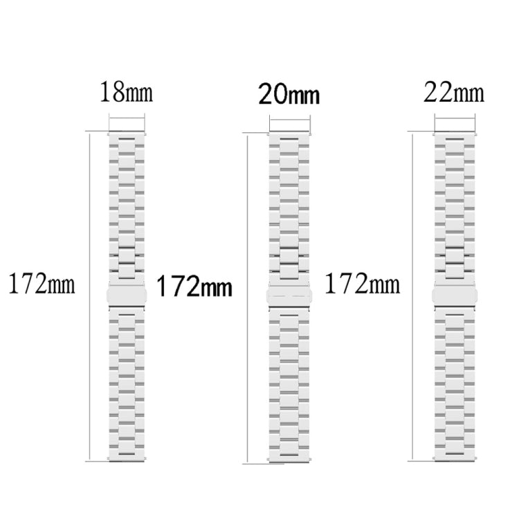 For Xiaomi MI/Huawei Glory S1 Three Beads Stainless Steel Watch Wrist Strap 18mm, Black, Gold, Rose Gold, Colourful, Silver