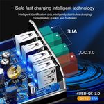 2 in 1 1m USB to Micro USB Data Cable + 30W QC 3.0 4 USB Interfaces Mobile Phone Tablet PC Universal Quick Charger Travel Charger Set, US Plug, Micro USB Set US Plug