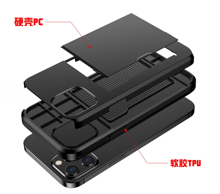 For iPhone 12 5.4 Shockproof Rugged Armor Protective Case with Card Slot, For iPhone 12 mini