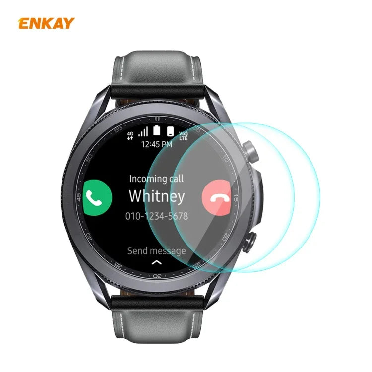 2 PCS ENKAY Hat-Prince 0.2mm 9H 2.15D Curved Edge Tempered Glass Screen Protector Watch Film, For Samsung Galaxy Watch 3 45mm, For Samsung Galaxy Watch 3 41mm