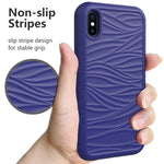 For iPhone XR Wave Pattern 3 in 1 Silicone+PC Shockproof Protective Case