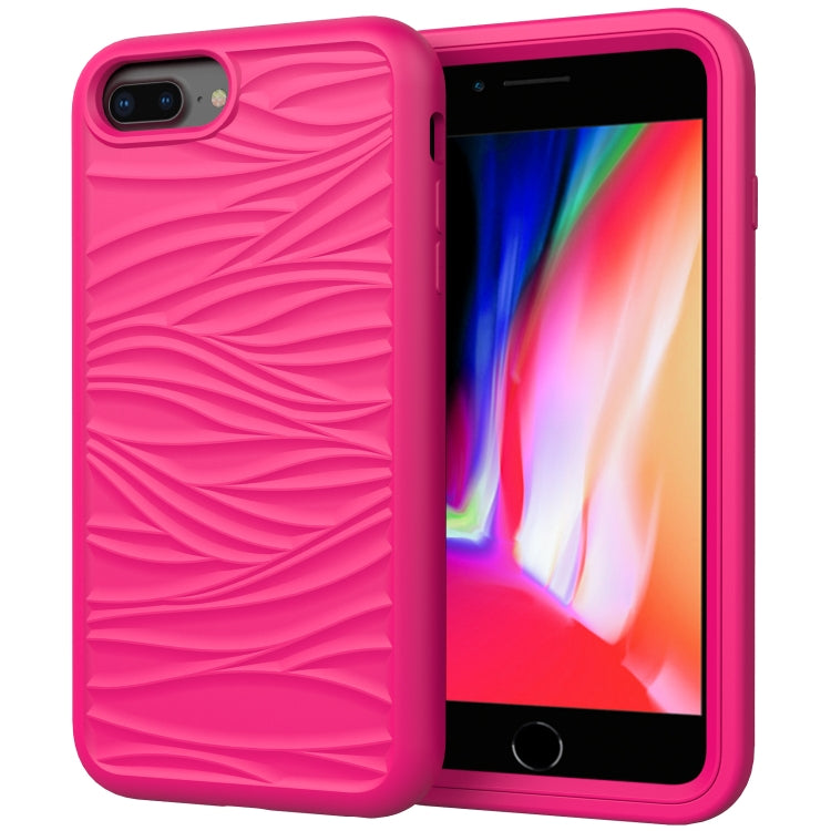 For iPhone SE（2020） Wave Pattern 3 in 1 Silicone+PC Shockproof Protective Case