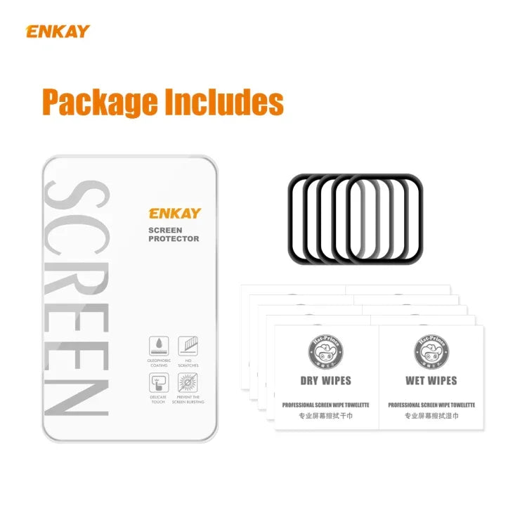 5 PCS For Apple Watch Series 6/5/4/SE 40mm ENKAY Hat-Prince 3D Full Screen PET Curved Hot Bending HD Screen Protector Film, For Apple Watch Series 6/5/4/SE 40mm
