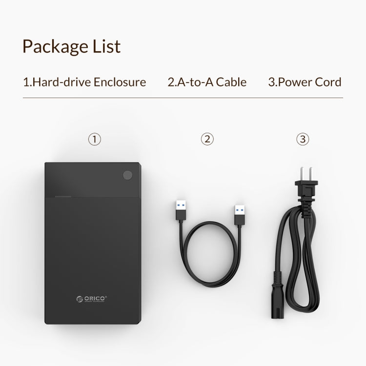 ORICO 3599U3 2.5 / 3.5-Inch Portable Hard-Drive Enclosure, EU Plug, EU Plug