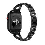 X-shaped Diamond-studded Solid Stainless Steel Wrist Strap Watch Band for Apple Watch Series 3 & 2 & 1 42mm