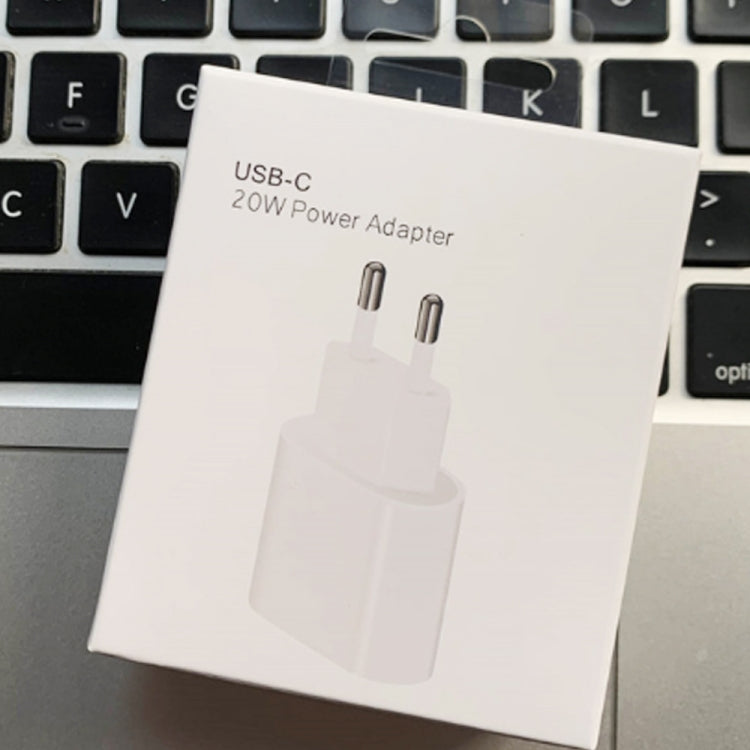 PD 20W Single USB-C / Type-C Interface Travel Charger, EU Plug, Actual 20W EU Plug