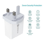 SDC-30W 2 in 1 USB to 8 Pin Data Cable + 30W QC 3.0 USB + 2.4A Dual USB 2.0 Ports Mobile Phone Tablet PC Universal Quick Charger Travel Charger Set,  UK Plug, with 8 Pin Cable, UK Plug