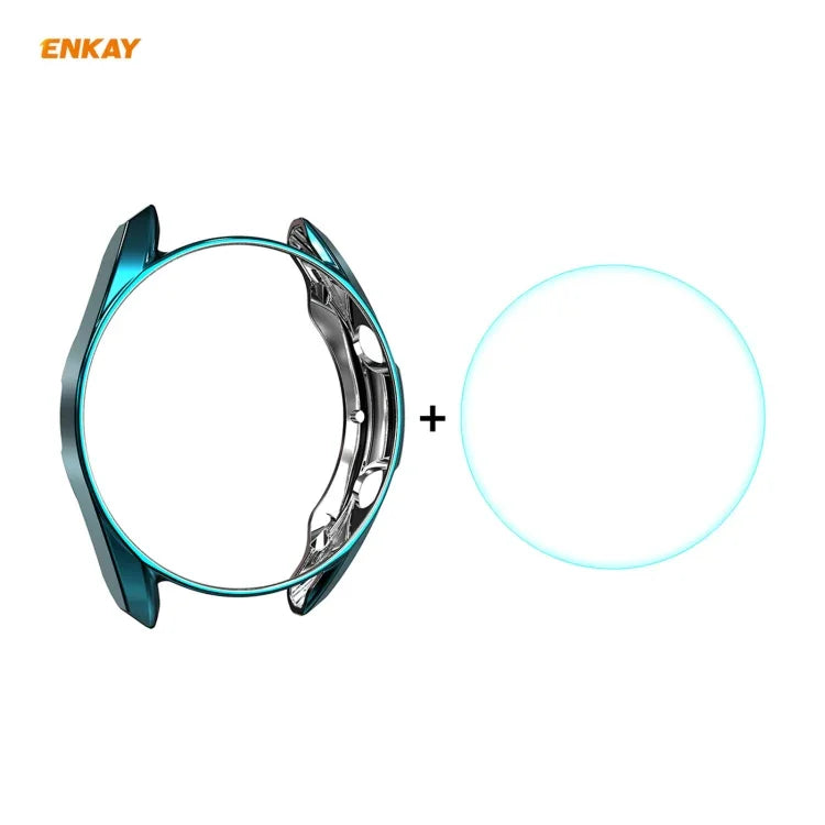 For Samsung Galaxy Watch 3 45mm 2 in 1 ENKAY Hat-Prince Electroplate Soft TPU Case + 0.2mm 9H 2.15D Curved Edge Tempered Glass Film