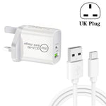 SDC-20WA+C 20W PD 3.0 + QC 3.0 USB Dual Fast Charging Universal Travel Charger with USB to Type-C / USB-C Fast Charging Data Cable, UK Plug, USB to Type-C / USB-C (UK Plug)
