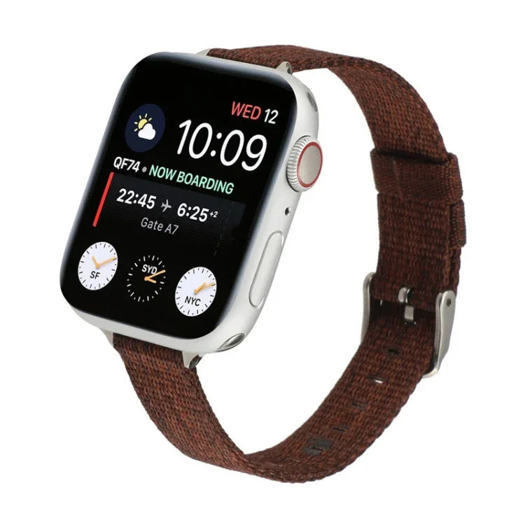 Woven Canvas Nylon Wrist Strap Watch Band, For Series 7 41mm / 6 & SE & 5 & 4 40mm / 3 & 2 & 1 38mm, For Series 7 45mm / 6 & SE & 5 & 4 44mm / 3 & 2 & 1 42mm