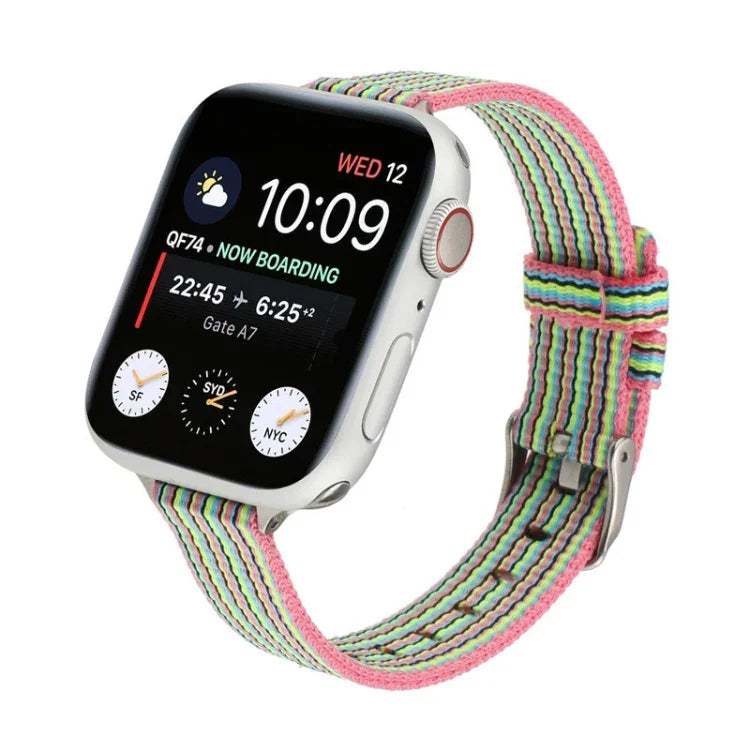 Woven Canvas Nylon Wrist Strap Watch Band, For Series 7 41mm / 6 & SE & 5 & 4 40mm / 3 & 2 & 1 38mm, For Series 7 45mm / 6 & SE & 5 & 4 44mm / 3 & 2 & 1 42mm