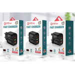 F002C QC3.0 USB + USB 2.0 Fast Charger with LED Digital Display for Mobile Phones and Tablets, US Plug, US Plug