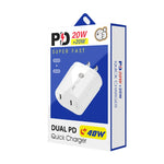 40W Dual Port PD / Type-C Fast Charger for iPhone / iPad Series, US Plug, US Plug