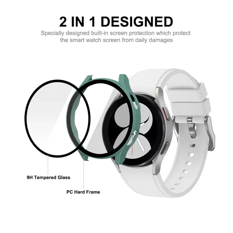ENKAY Hat-Prince Full Coverage PC Frame + Tempered Glass Protector Composite Case for Samsung Galaxy Watch4 40mm