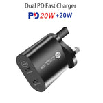 002 40W Dual Port PD USB-C / Type-C Fast Charger for iPhone / iPad Series, UK Plug, UK Plug
