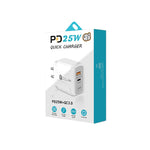 PD25W USB-C / Type-C + QC3.0 USB Dual Ports Fast Charger with USB to 8 Pin Data Cable, US Plug, US Plug + USB to 8 Pin Cable