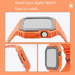 Silicone Strap with Case For Apple Watch Series, 7 41mm / 6&SE&5&4 40mm / 3&2&1 38mm, 7 45mm / 6&SE&5&4 44mm / 3&2&1 42mm
