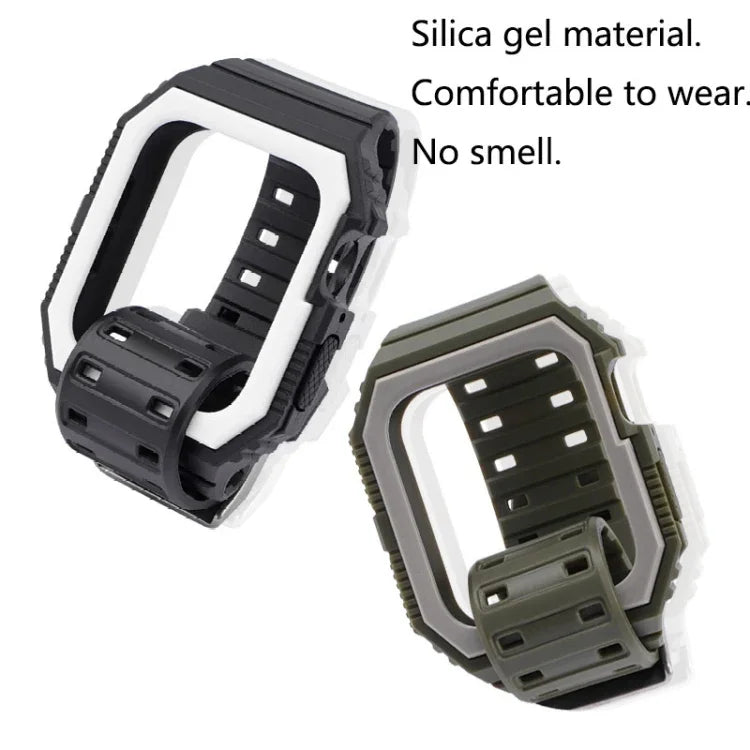 Silicone Strap with Case For Apple Watch Series, 7 41mm / 6&SE&5&4 40mm / 3&2&1 38mm, 7 45mm / 6&SE&5&4 44mm / 3&2&1 42mm