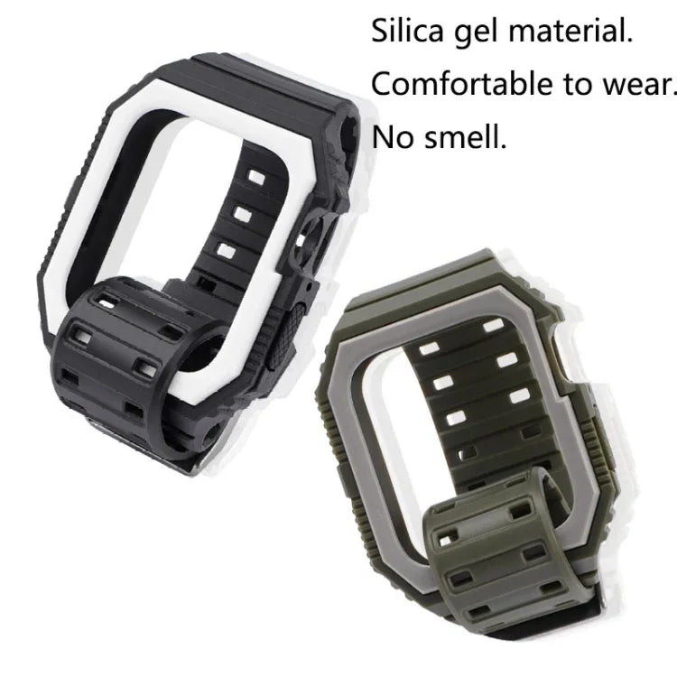 Silicone Strap with Case For Apple Watch Series, 7 41mm / 6&SE&5&4 40mm / 3&2&1 38mm, 7 45mm / 6&SE&5&4 44mm / 3&2&1 42mm