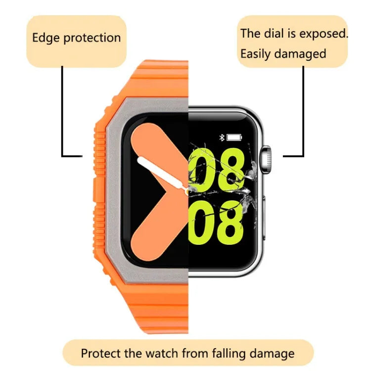 Silicone Strap with Case For Apple Watch Series, 7 41mm / 6&SE&5&4 40mm / 3&2&1 38mm, 7 45mm / 6&SE&5&4 44mm / 3&2&1 42mm